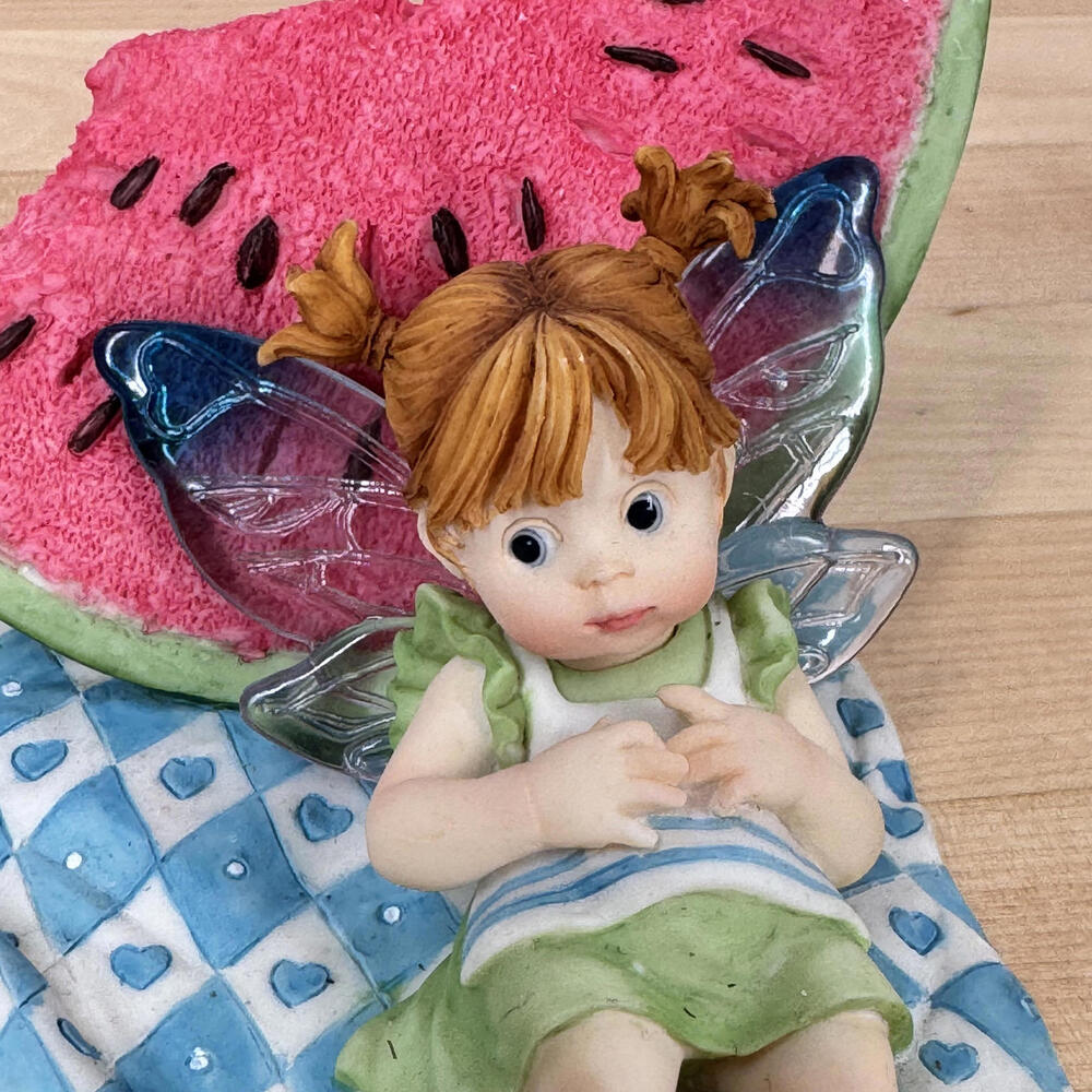 Decorative Fairy Figurine with Watermelon Slice Tummy Ache Fairie Enesco 4004988 - Picture 5 of 8